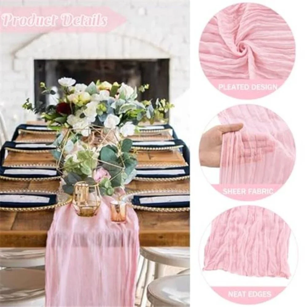 Pink Cheesecloth Table Runner 6 Pack 10FT Boho Gauze Wedding Decor